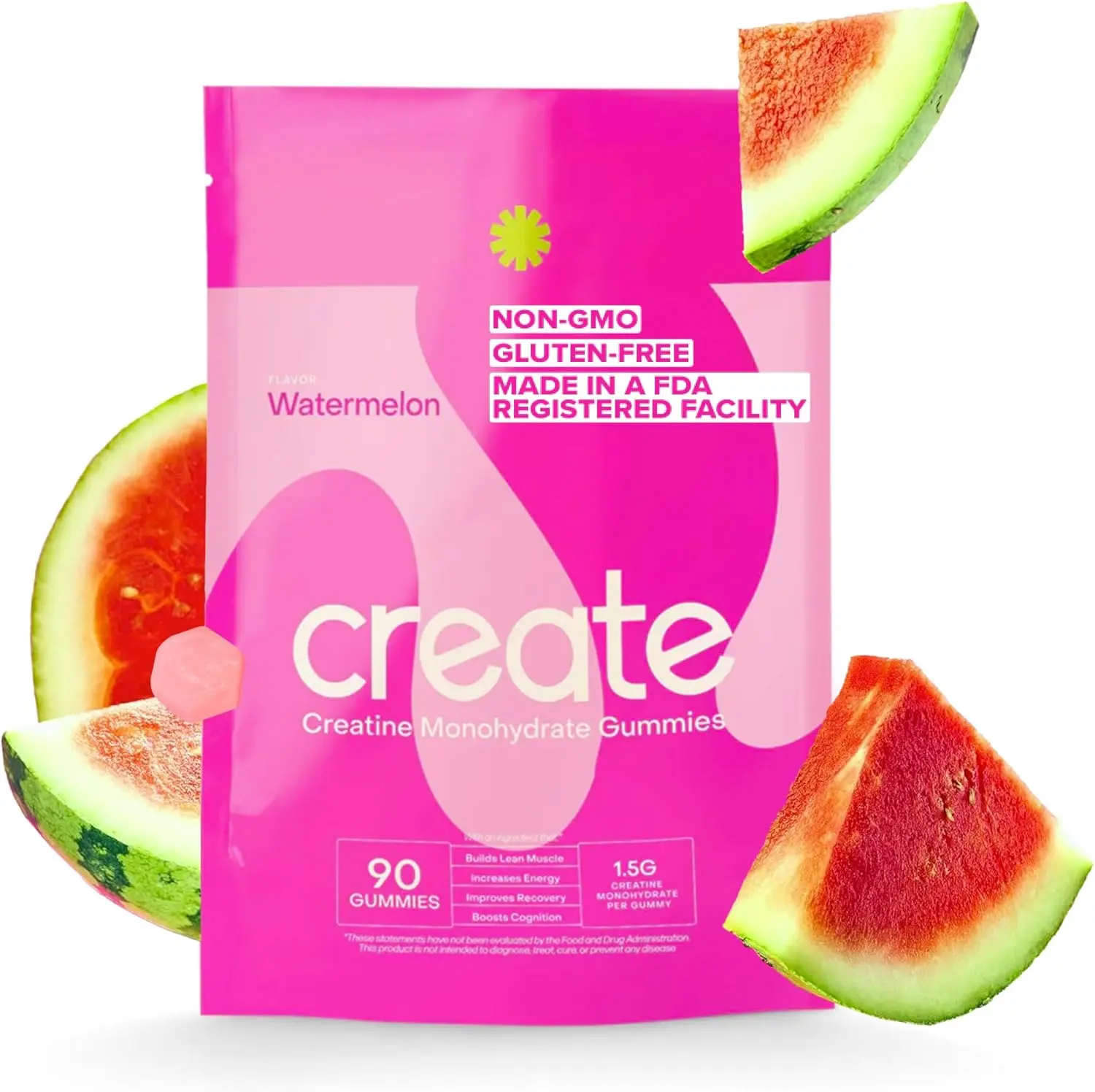 Create Creatine Monohydrate Gummies for Men & Women - 90ct Watermelon